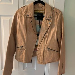 NWT Sanctuary leather jacket L nude/blush